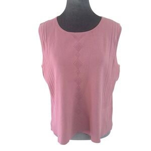 Jones New York Vintage Barbie Business Pink Pointelle Diamond Summer Sweater XL